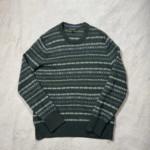 Suéter Banana Republic Adulto Grande Verde Rayas Hilo Italiano Lana Merino Tejido - Imagen 1 de 13
