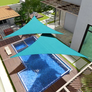 Turquoise Equilateral Triangle Sun Shade Sail UV Net Cover Garden Outdoor 180GSM - Picture 1 of 11