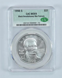 1998-S Black Patriots Commemorative Silver Dollar MS69 CAC - Picture 1 of 5