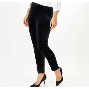 Joan Rivers PANT Women's 1X Black Velvet Slim Leg Pull-On Holiday Party QVC 18W - Picture 1 of 9