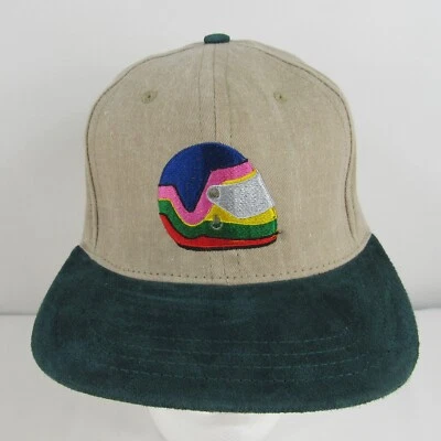 Chapéu capacete Jacques Villeneuve colecionador alça ajustável boné camurça bico verde bronzeado - Imagem 1 de 4