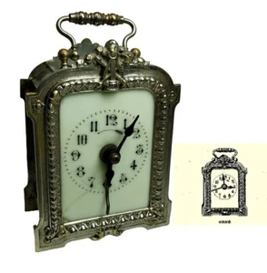Orologio da trasporto sveglia francese antico 19 ° secolo di Japy Frères - Foto 1 di 8