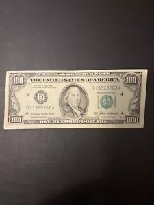 Lightly Circulated Small Head Bill (One Hundred Dollar Bill) - Series 1985 - Picture 1 of 2