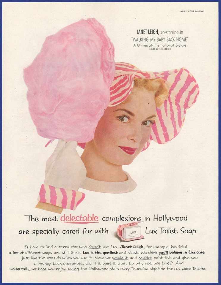 Jabón de inodoro vintage 1953 LUX Janet Leigh efímero años 50 anuncio impreso Foto 1 de 1