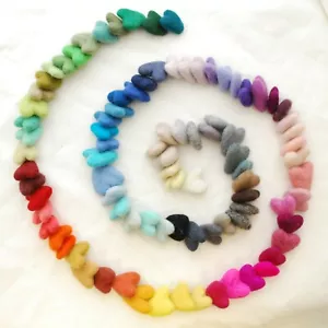 100% Wool Felt Hearts - 10 Felted Hearts - 92 Colours to Choose - Picture 1 of 97