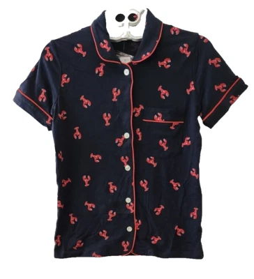J CREW Womens Lobster Print Short-Sleeve Pajama Top Cotton Button size XXS - Изображение 1 из 4