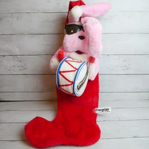 Medias de Navidad Energizer Batería Conejito Peluche Grande 29" Largo Tocando Tambor - Imagen 1 de 10