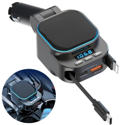 Transmisor FM para automóvil Bluetooth 5.3 96 W PD tipo C + QC3.0 cargador rápido para automóvil reproductor de MP3) Foto 1 de 4