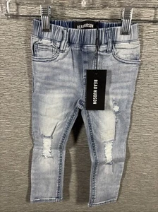 NWT Beau Hudson Kids Girls Blue Distressed Jeggings Pants Size 2 - Picture 1 of 7