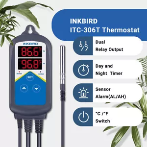 Digital Thermostat Temperature Controller ITC-306T Dual Heat Socket Pet Breeding - Picture 1 of 17