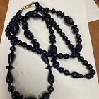 Black 34" Lucite? Heavy Lobster Clasp Vitg Necklace Jewelry Various Sizes Shapes