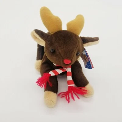 Vintage Fiesta Reindeer Beanie Plush Deer Small Christmas Rudolph Red Nose - Image 1 of 4