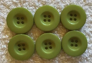 #0225 PLASTIC QUALITY BUTTONS LARGE ROUND - OLIVE GREEN - 25mm 4 HOLE 6pc - Picture 1 of 3