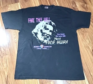 Vintage 90s Jerry Garcia Grateful Dead Band Tribute T Shirt Single Stitch USA XL - Picture 1 of 8