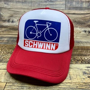 Baseballkappe Schwinn Bike Herren Truckermütze rot Druckknopflasche Vintage Logo hergestellt in den USA - Bild 1 von 8