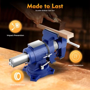 Visore da banco 5 pollici, ghisa nodulare, base girevole a 360°, design a doppia ganascia, - Foto 1 di 9