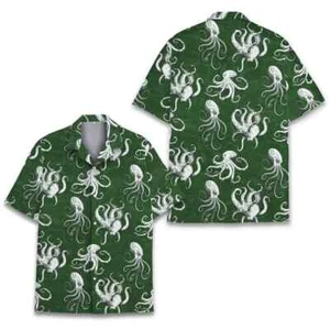 Ocean Octopus Aloha Hawaiian Shirt Button Down Unisex Adults S-5XL - Picture 1 of 2