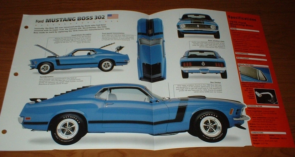 1970 Mustang BOSS 302 оригинальный Imp брошюра спецификации информация синий 70 69 Ford BOSS302 - Изображение 1 из 1