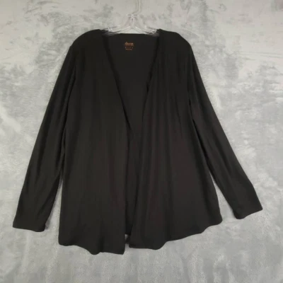 Denim & Co. Mujer Cárdigan Suéter Negro Manga Larga Cola de Camisa Dobladillo Cómodo S Nuevo Foto 1 de 4