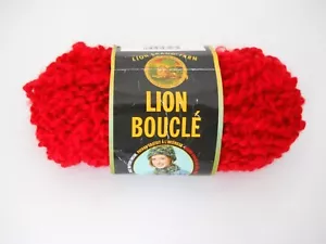 Lion Brand Boucle Yarn Candy Apple Red Partial Skein 1.8 oz. Acrylic Mohair - Picture 1 of 6