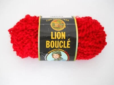 Lion Brand Boucle Yarn Candy Apple Red Partial Skein 1.8 oz. Acrylic Mohair - Image 1 of 4