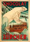Swiss Chocolate Montreux 1900 Vintage Advertising Bear Giclee Canvas Print 14x20