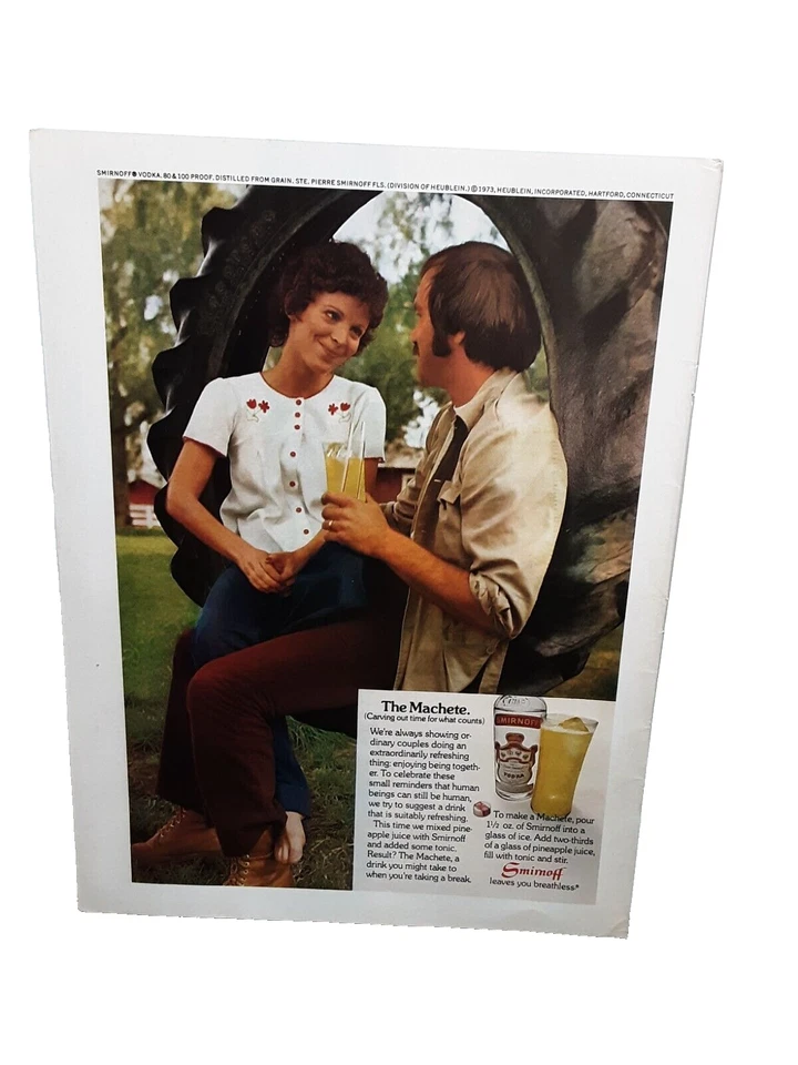 1973 Smirnoff водка мачете напиток оригинальная печатная реклама 70-х - Изображение 1 из 1