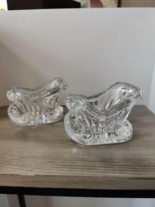 Glass Christmas Sleigh Sled Votive Tea Light Holder-2 for sale - Picture 1 of 16