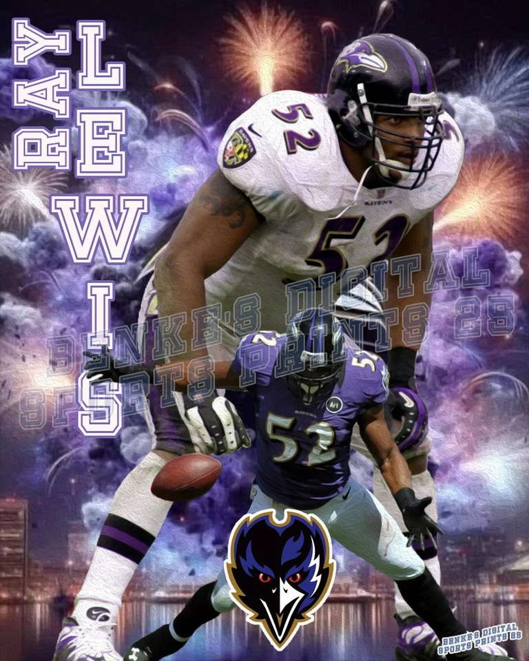 Impresión litográfica de los Baltimore Ravens de Ray Lewis Foto 1 de 1