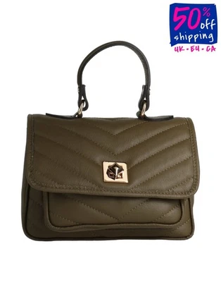 RRP€225 AB ASIA BELLUCCI Leather Satchel Bag Quilted Detachable Strap Turn Lock - Image 1 of 4