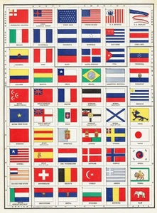 Dated 1902 Antique Color Print, Flags of the World - Picture 1 of 7