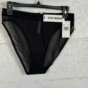 Steve Madden Women's Mesh High-Leg Bikini Underwear SM11875 - Black Large  - Picture 1 of 6