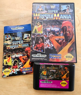 Sega Genesis (CIB) - WWF Super WrestleMania - COMPLETE WWE Game, Box and Manual - Image 1 of 4