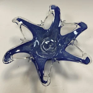Vintage Murano Kunst Glas Seestern Bonboniere/Schale - Kobaltblau/Klar - Bild 1 von 12
