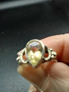 925 Sterling Silver Citrine Ring Size 7-1/2 Tested Stone. Stamped 925 Untested - Picture 1 of 10