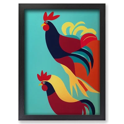 Cuadro póster impresión lienzo arte de pared abstracto gallos enmarcados, decoración del hogar Foto 1 de 4