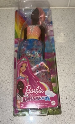 Mattel Dreamtopia Barbie Princesa Muñeca Afroamericana Tiara Pelo Rosa Foto 1 de 3