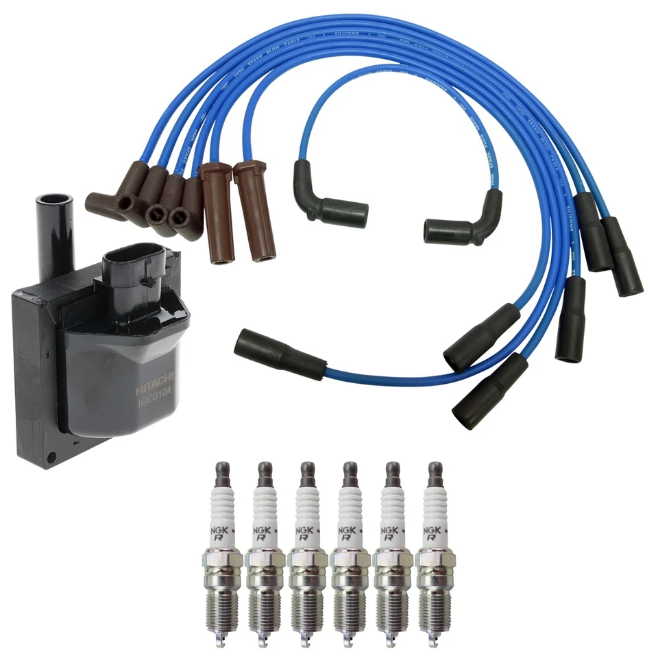 Kit de juego de bujías y cables Hitachi bobinas de encendido NGK 6 V-Power para Express 1500 Foto 1 de 1