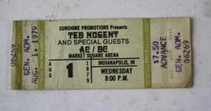 Boleto AC DC Ted Nugent Bon Scott Market Square Arena Indy 1 de agosto de 1979 - - Imagen 1 de 1