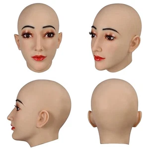 Silicone Female Mask Headgear Hoods spoof props for Crossdresser transgender Lot - Picture 1 of 23