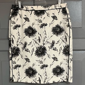 Halogen Black & White Print A Line Skirt Cotton Rayon Sz 10 - Picture 1 of 5