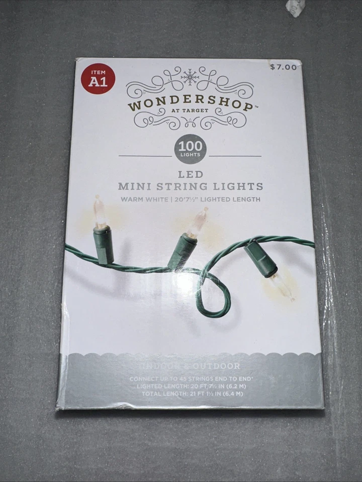 Wondershop 100ct LED Smooth Mini Christmas String Lights Warm White w/Green Wire - Image 1 of 1