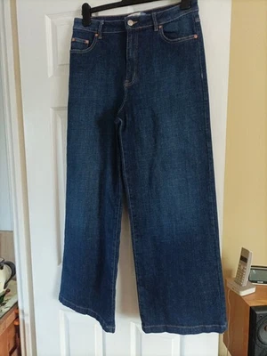 NEXT BLUE HIGH RISE WIDE LEG JEANS UK 14 PETITE EXCELLENT CONDITION - Image 1 of 4