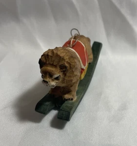 Vintage handgeschnitzter schaukelnder Löwe Holz Weihnachtsschmuck  - Bild 1 von 22