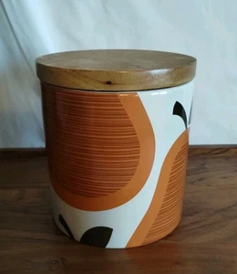 Orla Kiely Orange Canister Scribble Pear Ceramic Stoneware Canister EUC - Picture 1 of 5