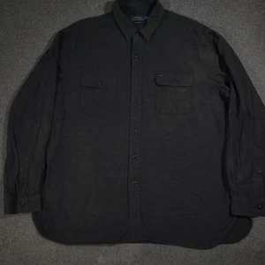 Polo Ralph Lauren Flannel Shirt Mens 2XL Charcoal Gray Heavyweight Chamois READ - Picture 1 of 16