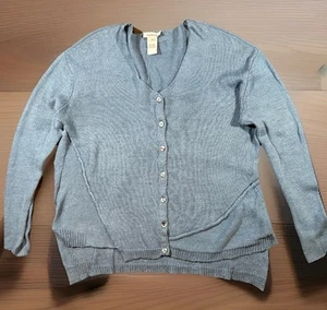 SUNDANCE Strickjacke Damen X-Small blau Leinen Knopfleiste asymmetrische Naht Pullover - Bild 1 von 11