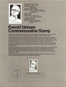 USPS First Day Cover FDC Souvenir Sheet Everett Dirkson Stamp Scott #1874 - Picture 1 of 3