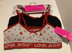 NWT Betsey Johnson. XOX Girls 2 pk Bralettes Seamless M 7 / 8 SR$20 Black Grey - Picture 1 of 6