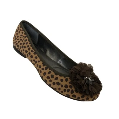 Enzo Angiolini Leather Cheetah Print Flat Slip On Shoes 51/2 M New With Out Box Foto 1 de 4